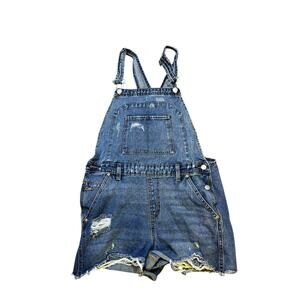 Women’s Wild Fable Distressed Overalls, Medium Wash, Size M, Adjustable Straps